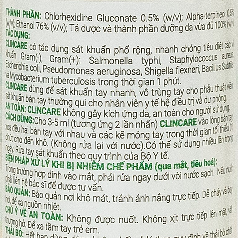 Sát khuẩn tay nhanh Clincare Opodis Pharma tiêu diệt 99,99% vi khuẩn, sát khuẩn tay nhanh (70ml)