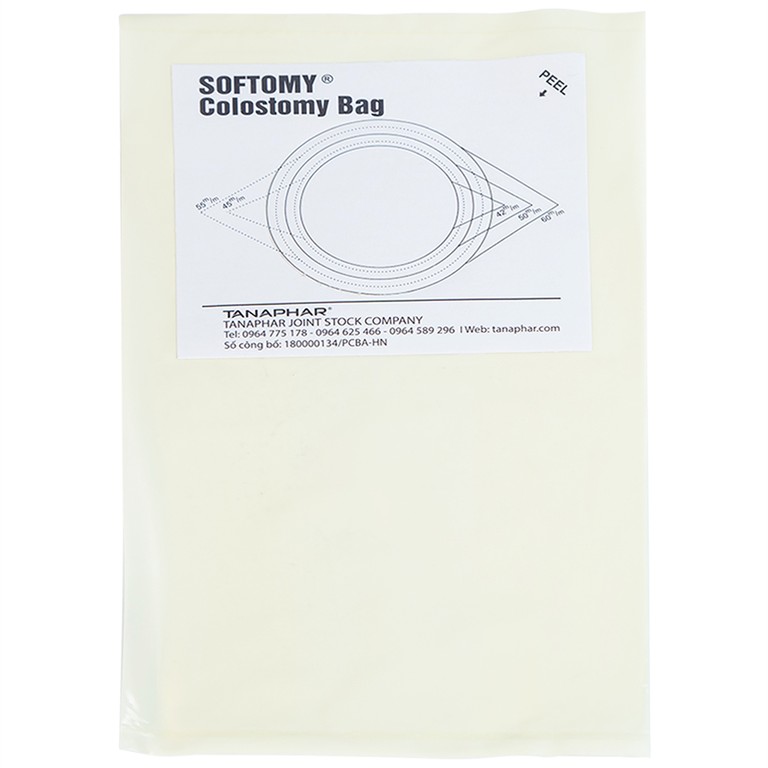 Túi hậu môn nhân tạo Softomy Tanaphar hỗ trợ cho việc bài tiết ở những người bệnh về hệ bài tiết (100 cái)