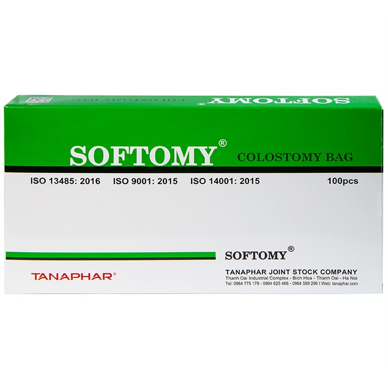 Túi hậu môn nhân tạo Softomy Tanaphar hỗ trợ cho việc bài tiết ở những người bệnh về hệ bài tiết (100 cái)