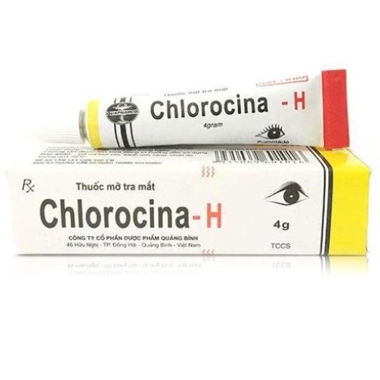 Thuốc mỡ tra mắt Chlorocina-H Quapharco điều trị viêm mí, viêm kết mạc (4g)