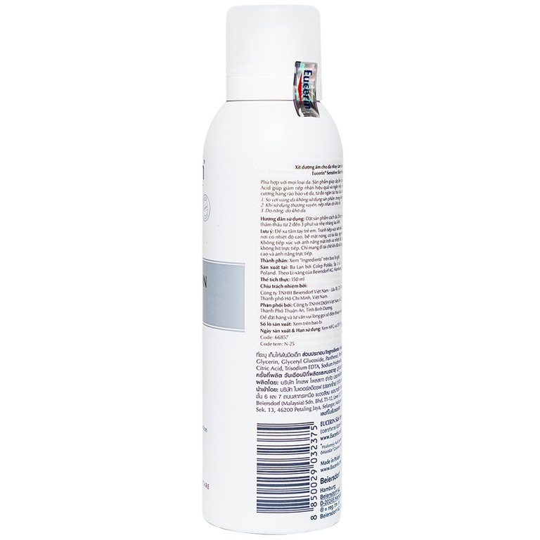 Xịt khoáng Eucerin Hyaluron Mist Spray cung cấp độ ẩm, làm dịu da (150ml)