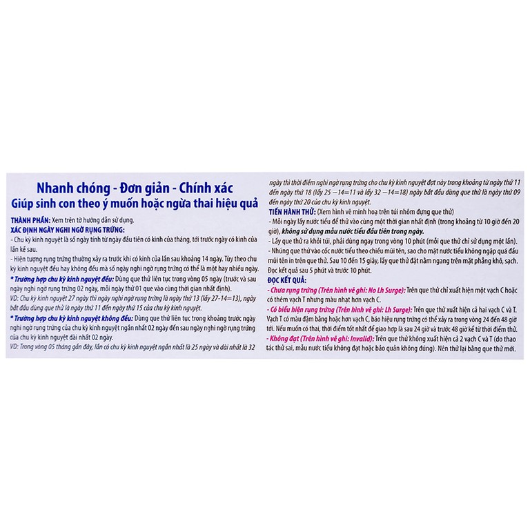 Que thử rụng trứng LH-Tana hỗ trợ phát hiện ngày rụng trứng nhanh chóng, đơn giản (12 que)