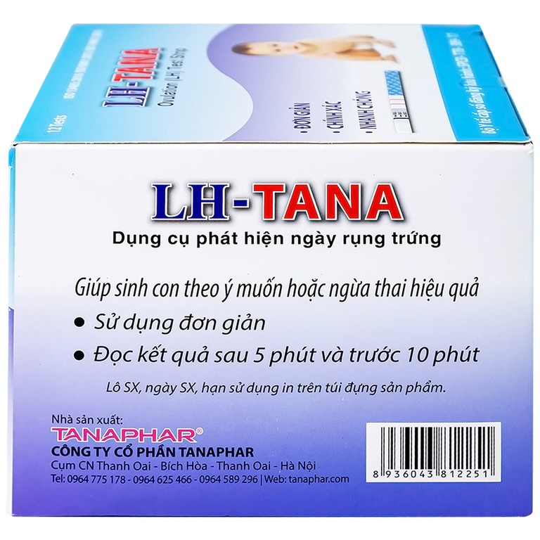 Que thử rụng trứng LH-Tana hỗ trợ phát hiện ngày rụng trứng nhanh chóng, đơn giản (12 que)