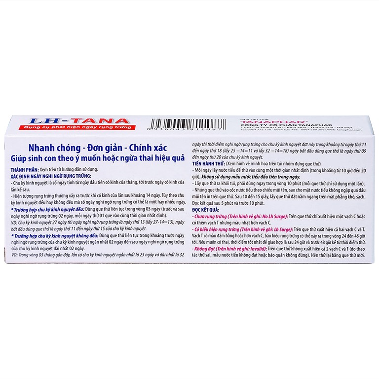 Que thử rụng trứng LH-Tana hỗ trợ phát hiện ngày rụng trứng nhanh chóng, đơn giản (12 que)