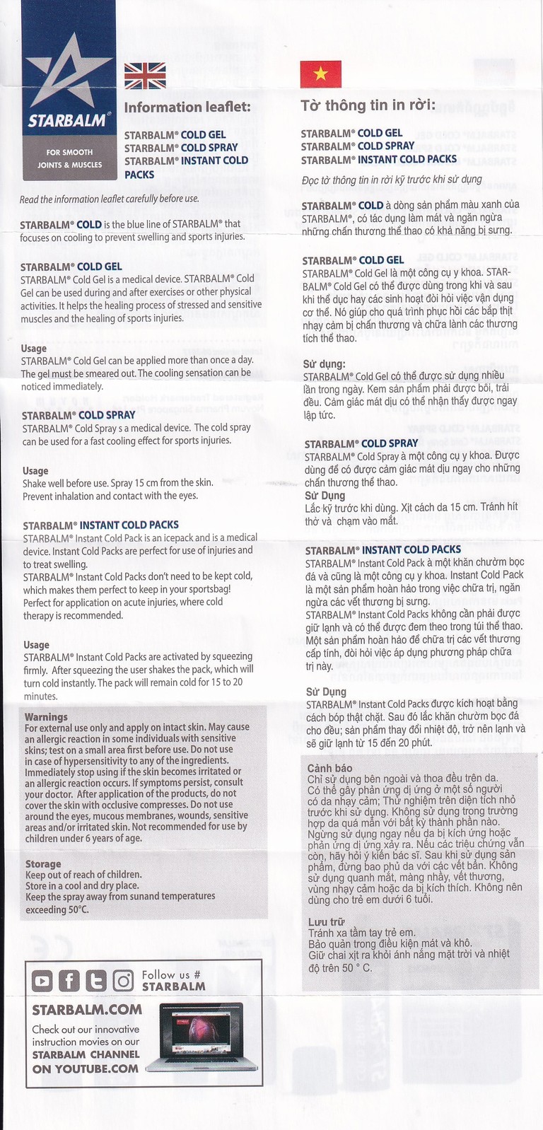 Gel làm lạnh Starbalm Cold Gel hỗ trợ giảm đau và làm dịu chấn thương căng cơ, bầm tím và bong gân (100ml)