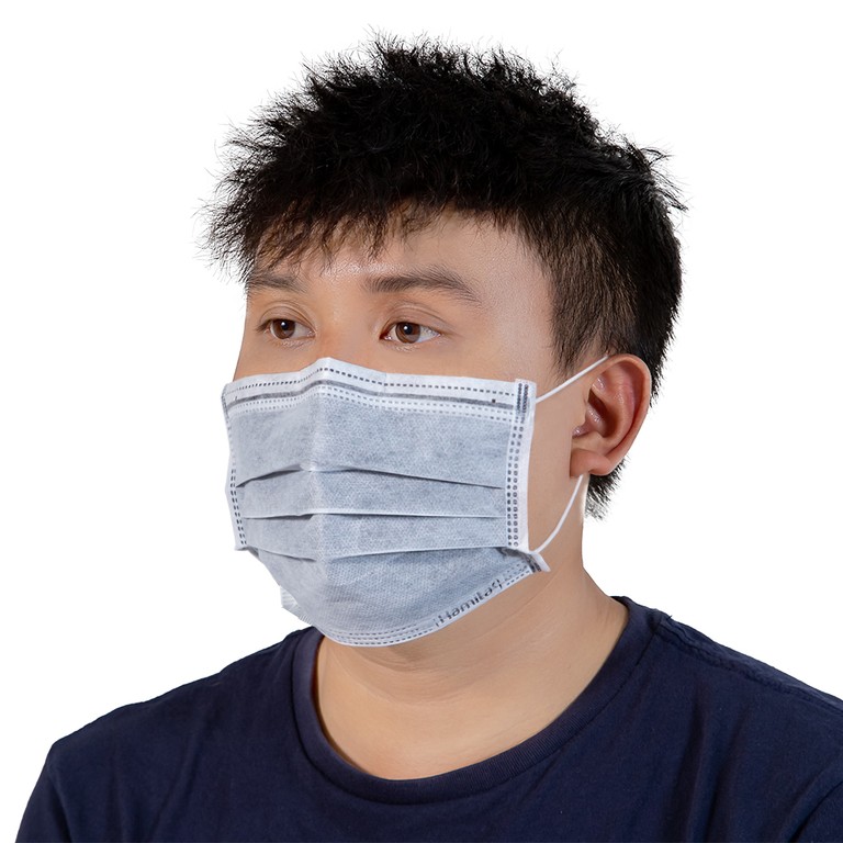 Khẩu trang than hoạt tính Hamita H80+ 4 lớp hỗ trợ ngăn khói, bụi, kháng khuẩn (50 cái)