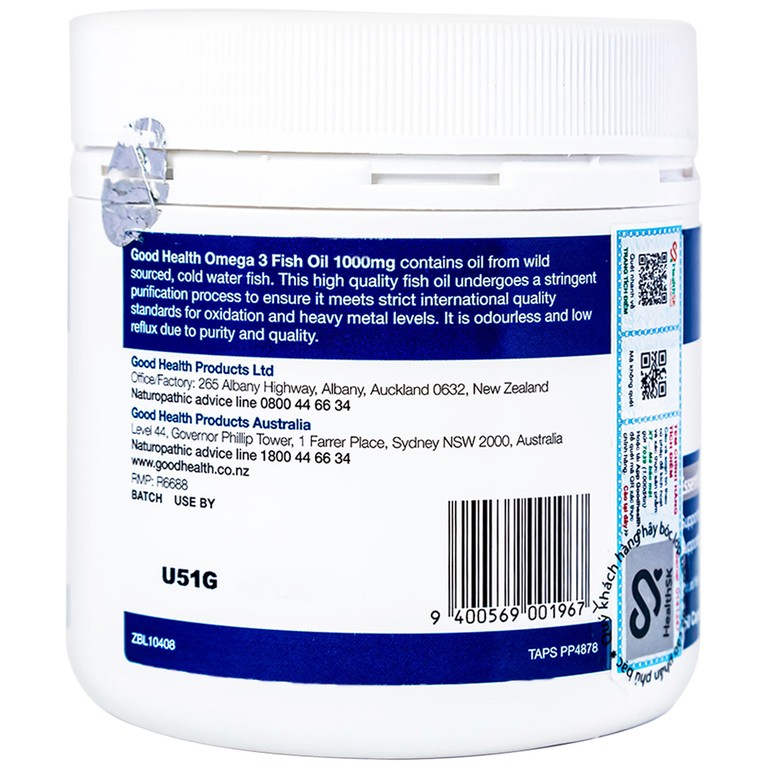 Viên uống Omega 3 Fish Oil 1000mg Good Health giúp phát triển não bộ, tốt cho mắt và tim mạch (150 viên)