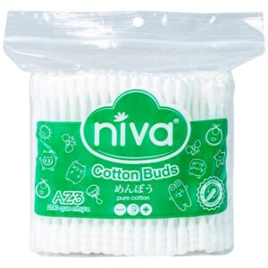 Tăm bông thân nhựa Niva AZ3 túi zip 1 đầu tròn 1 đầu xoắn vệ sinh tai, mũi, vết thương (200 que)