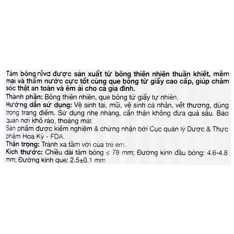 Tăm bông Niva AZP2 Paper Cotton Buds túi zip 1 đầu tròn 1 đầu xoắn vệ sinh tai, mũi, vết thương (100 que)