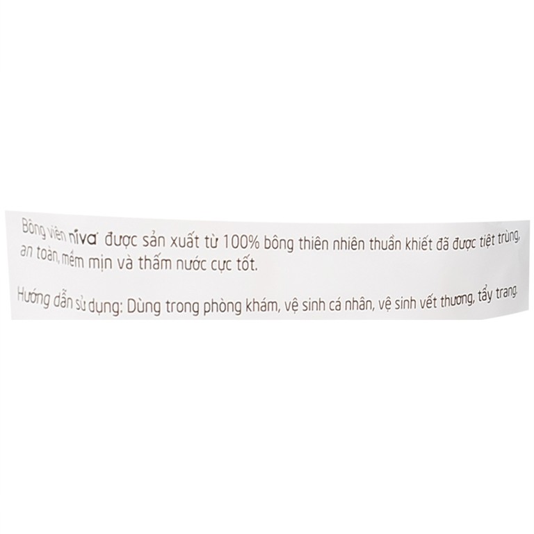 Bông viên Niva YB2 dùng trong phòng khám, vệ sinh cá nhân, vệ sinh vết thương, tẩy trang (100 viên)