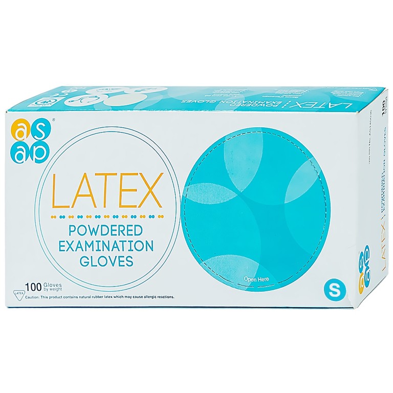 Găng tay cao su y tế có bột Latex ASAP Malaysia Size S (100 cái)