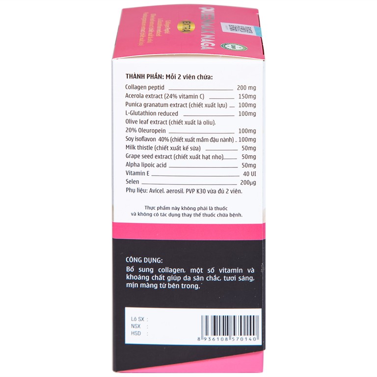 Thực phẩm bảo vệ sức khỏe Queenmax Naga Extra bổ sung collagen, một số vitamin và khoáng chất (30 viên)