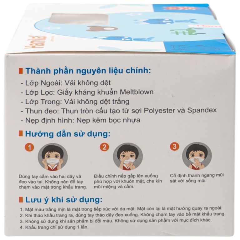 Khẩu trang y tế trẻ em Hamita ngăn bụi, kháng khuẩn (50 cái)