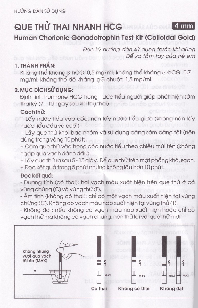 Que thử thai nhanh HCG Allisa Pregnancy Test Kit Traphaco phát hiện 7 - 10 ngày sau khi thụ thai