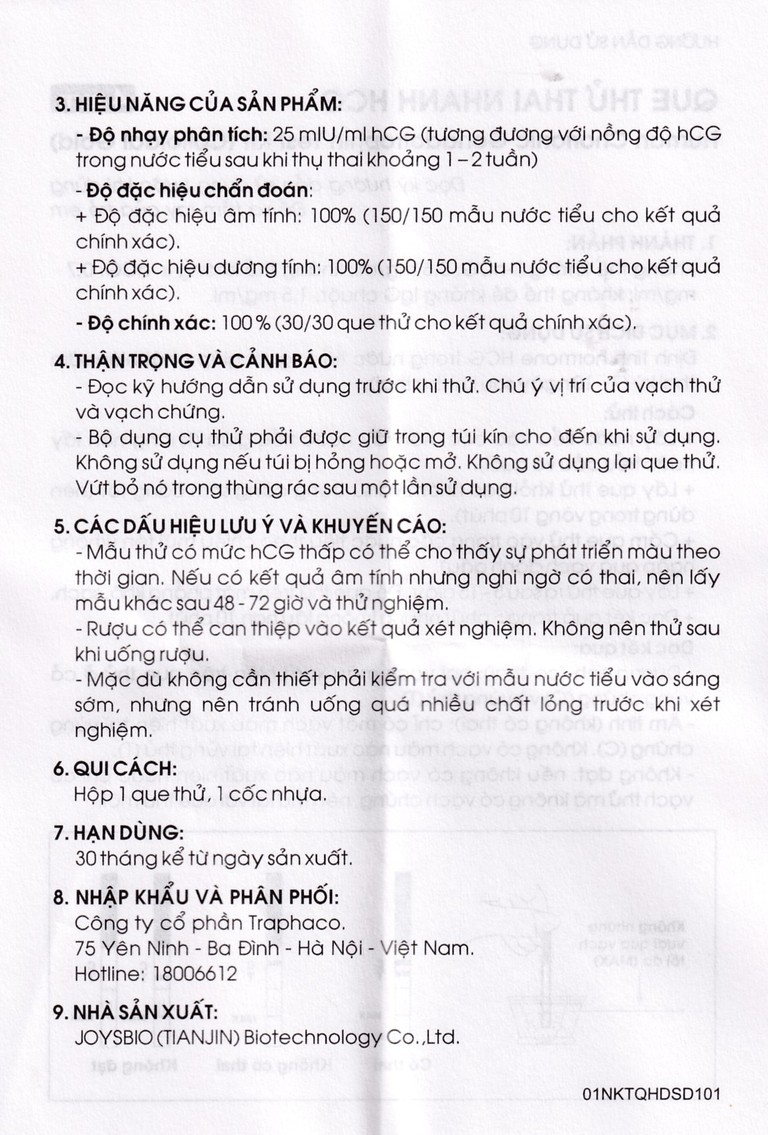 Que thử thai nhanh HCG Allisa Pregnancy Test Kit Traphaco phát hiện 7 - 10 ngày sau khi thụ thai