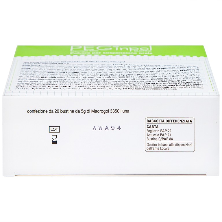 Bột pha hỗn dịch nhuận tràng PEGinpol 5g Buona cải thiện tình trạng táo bón cho trẻ (20 gói)