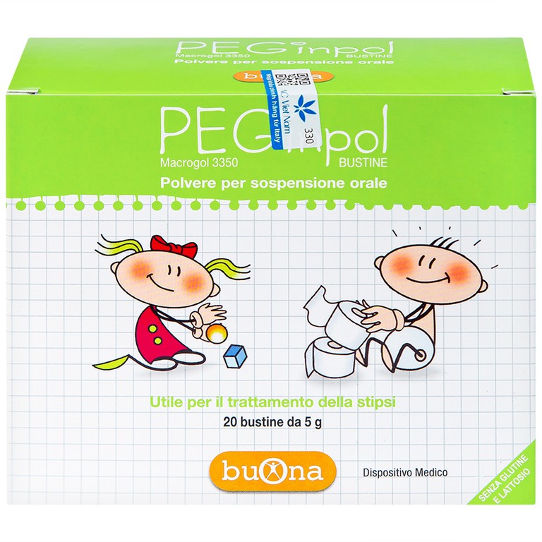 Bột pha hỗn dịch nhuận tràng PEGinpol 5g Buona cải thiện tình trạng táo bón cho trẻ (20 gói)