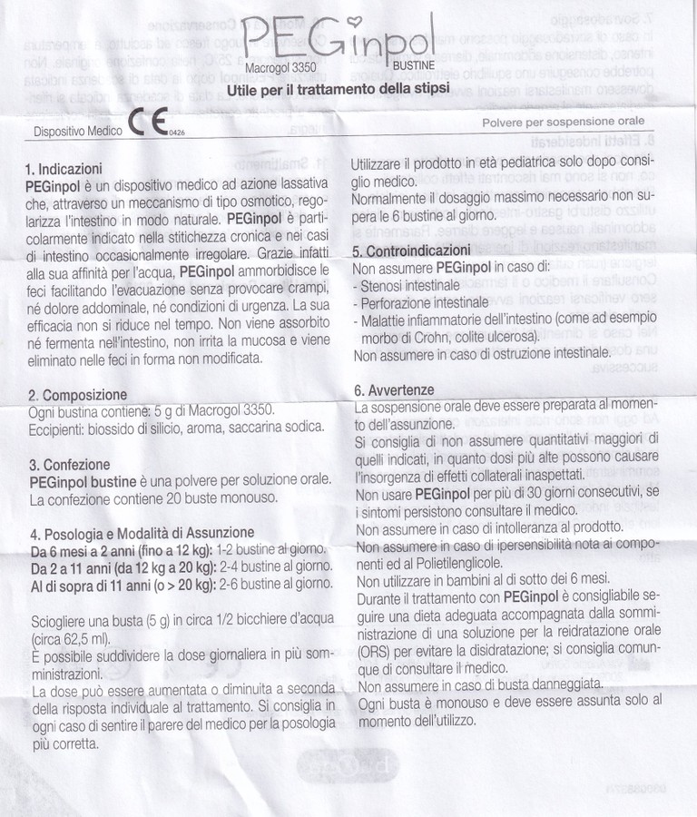 Bột pha hỗn dịch nhuận tràng PEGinpol 5g Buona cải thiện tình trạng táo bón cho trẻ (20 gói)