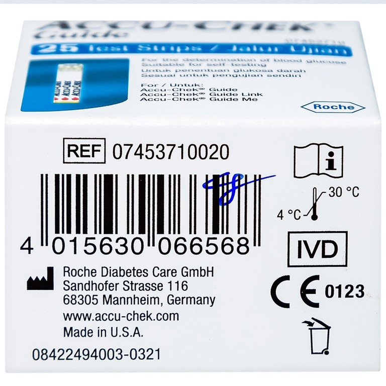 Que thử đường huyết Accu-Chek Guide theo dõi đường huyết (25 que)