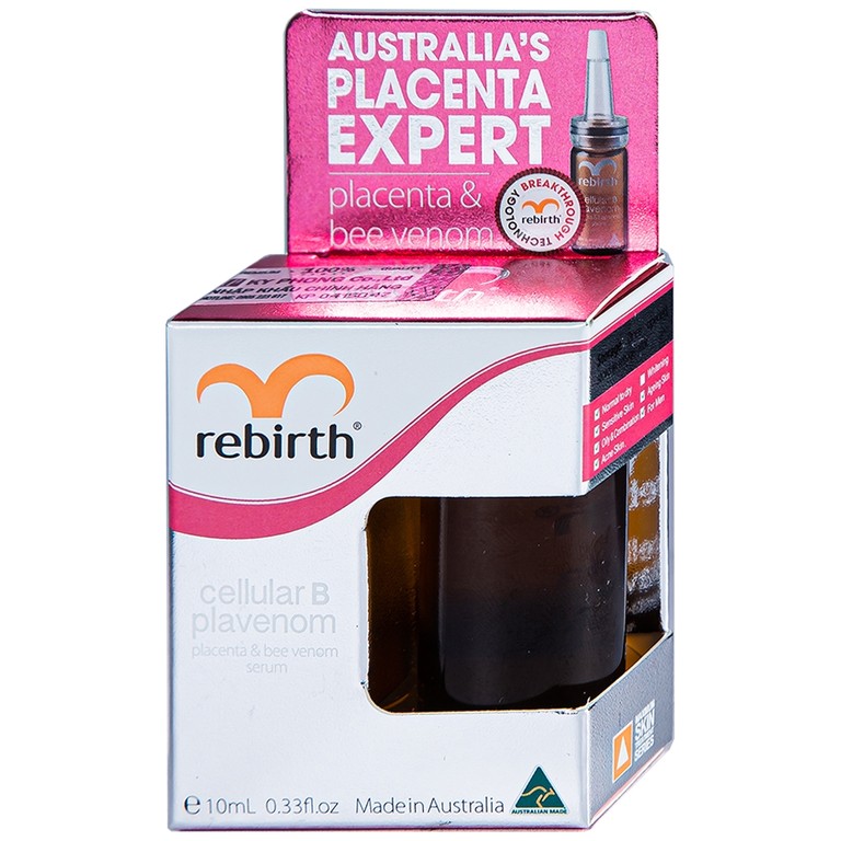 Serum tế bào gốc Rebirth Cellular B Plavenom Nhau thai cừu và Nọc Ong dưỡng ẩm da, se khít lỗ chân lông (10ml)