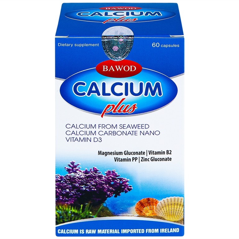 Viên uống Bawod Calcium Plus bổ sung canxi, vitamin D3 giúp răng, xương chắc khỏe (60 viên)