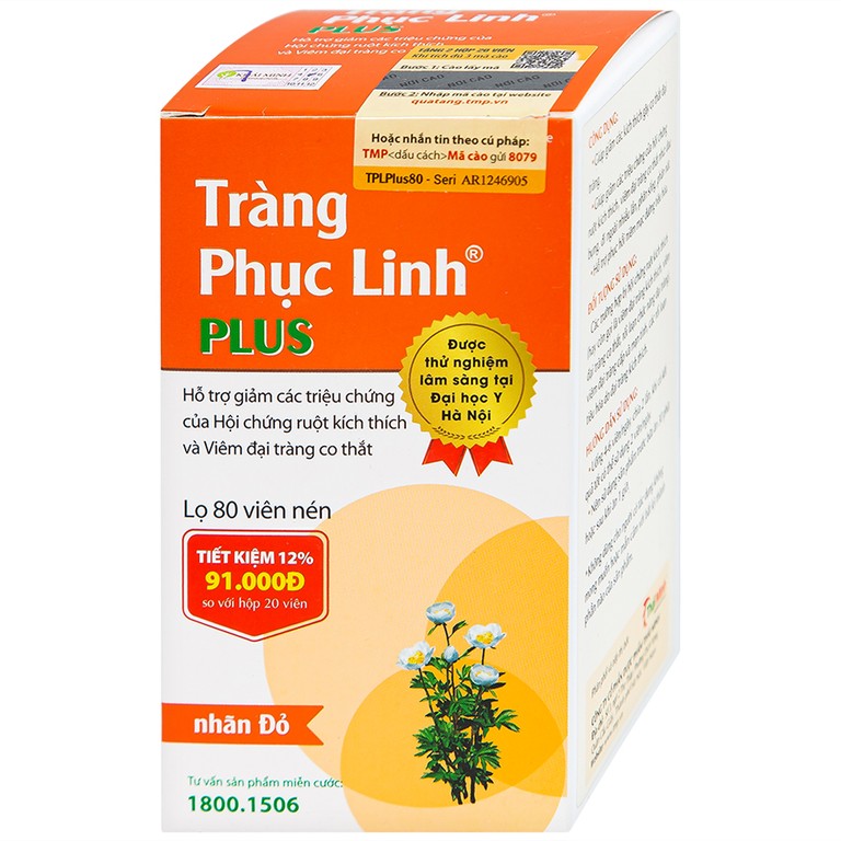 Viên uống Tràng Phục Linh Plus Thái Minh hỗ trợ giảm các triệu chứng của hội chứng ruột kích thích (80 viên)