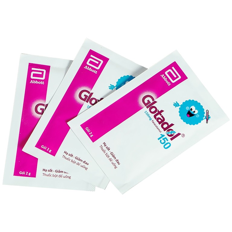 Bột Glotadol 150 Abbott hỗ trợ hạ sốt và giảm các cơn đau do cảm cúm (20 gói x 2g)
