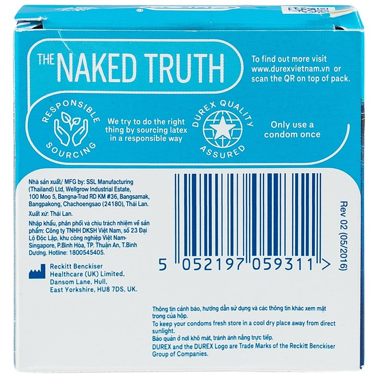 Bao cao su Durex Jeans ôm sát, nhiều chất bôi trơn (52,5mm - 3 cái)