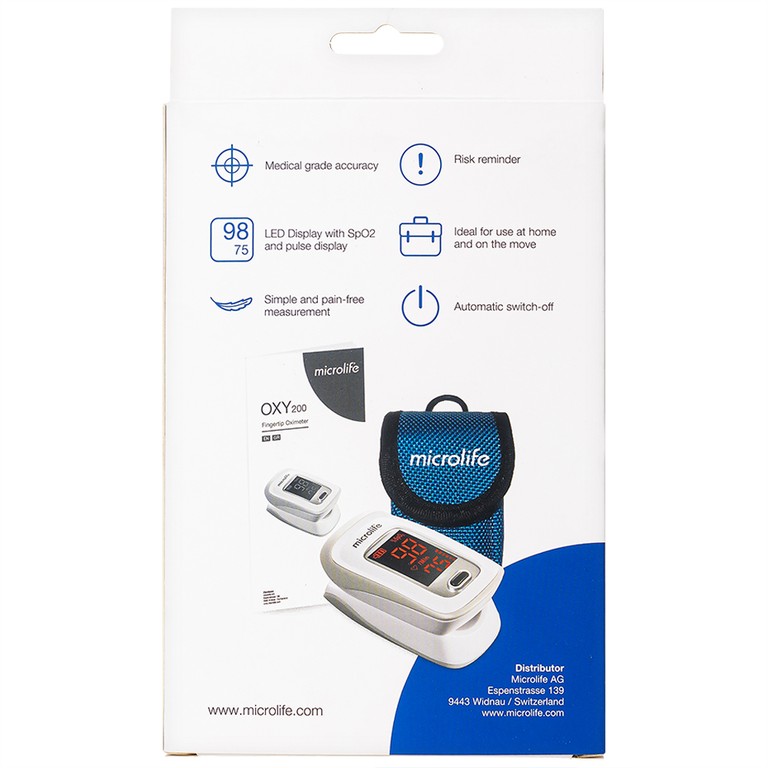 Máy đo nồng độ oxy trong máu Microlife Oxy 200 hỗ trợ đo nhanh chóng và chính xác