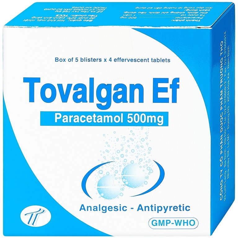 Viên sủi Tovalgan Ef Trường Thọ Pharma giảm đau, hạ sốt (5 vỉ x 4 viên)