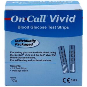 Que thử đường huyết On Call Vivid phản ứng với đường glucose trong máu, kết quả chính xác cao (25 cái)