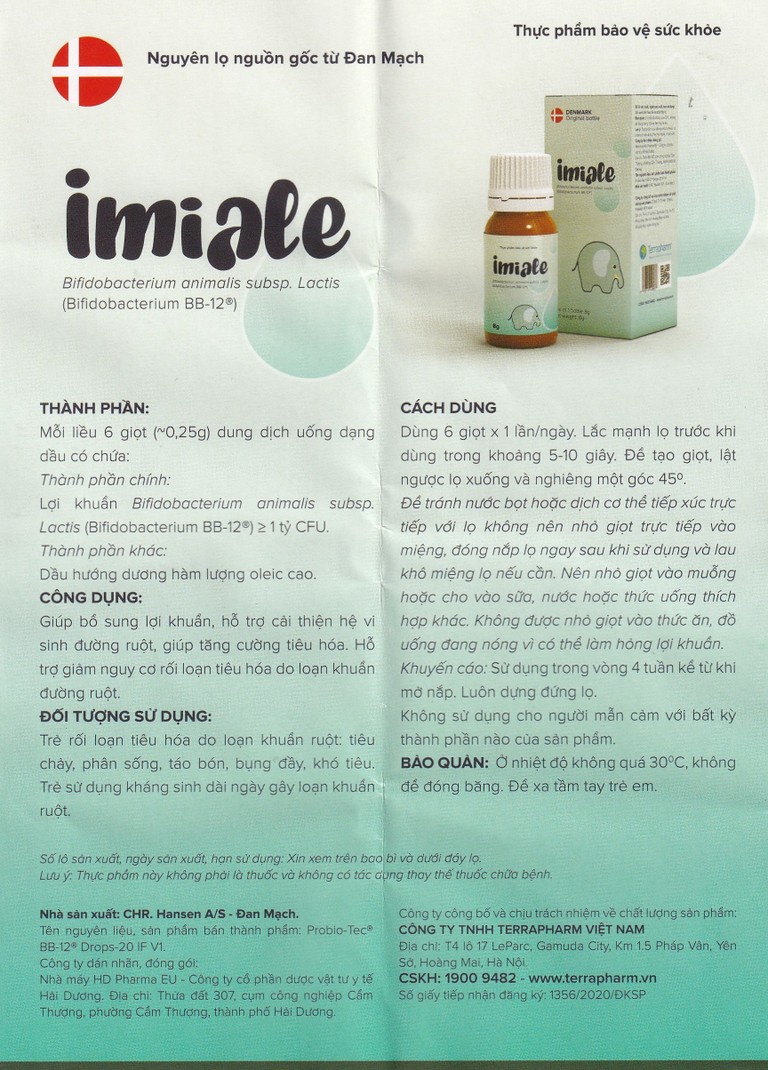 Dung dịch Imiale CHR Hansen A/S bổ sung lợi khuẩn, hỗ trợ cải thiện hệ vi sinh đường ruột (8g)