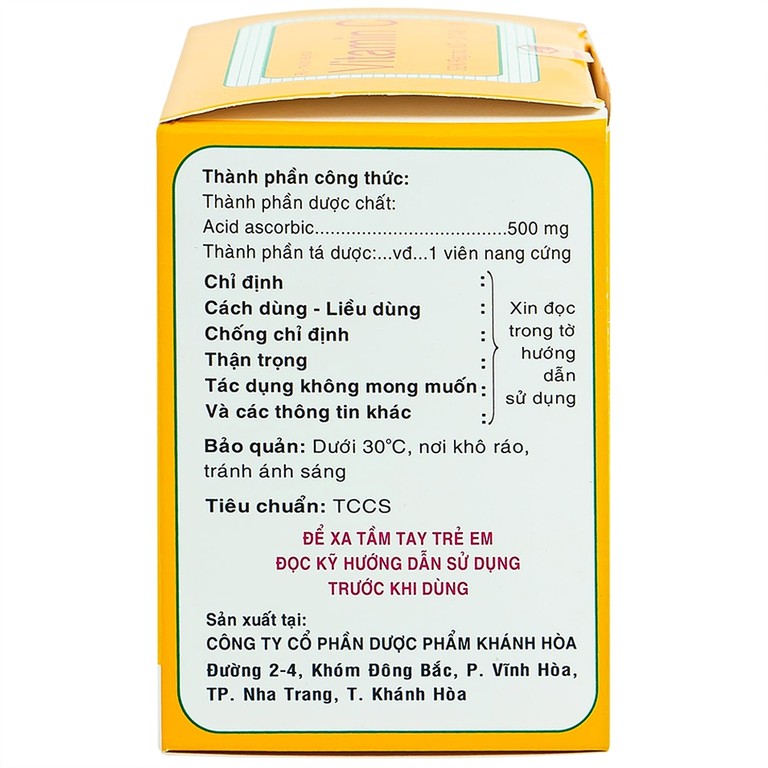 Thuốc Vitamin C 500mg Khapharco điều trị bệnh Scorbut (10 vỉ x 10 viên)