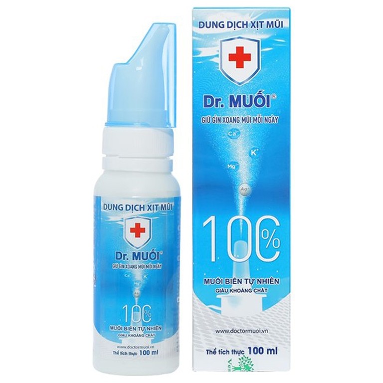 Dung dịch xịt mũi Dr.Muối ngăn ngừa vi khuẩn, vi rút, viêm mũi, viêm xoang (100ml)