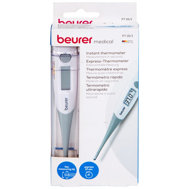 Nhiệt kế đầu mềm Beurer FT15 đo nhiệt độ nhanh trong khoảng 10 giây