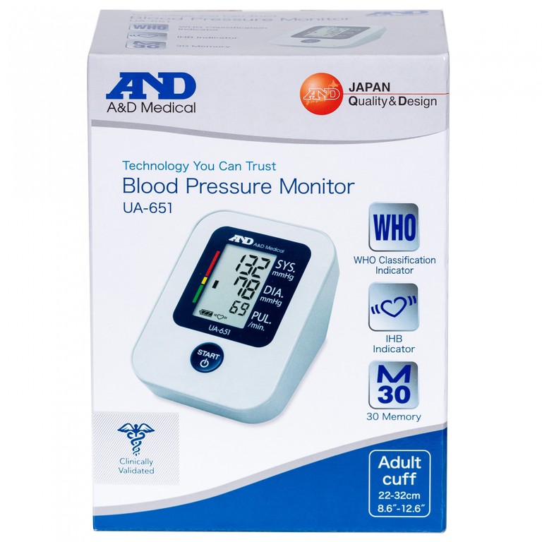 Máy đo huyết áp bắp tay tự động AND UA-651 hỗ trợ đo huyết áp và nhịp tim