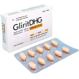 Thuốc GliritDHG 500mg/2,5mg điều trị đái tháo đường típ 2 (3 vỉ x 10 viên)