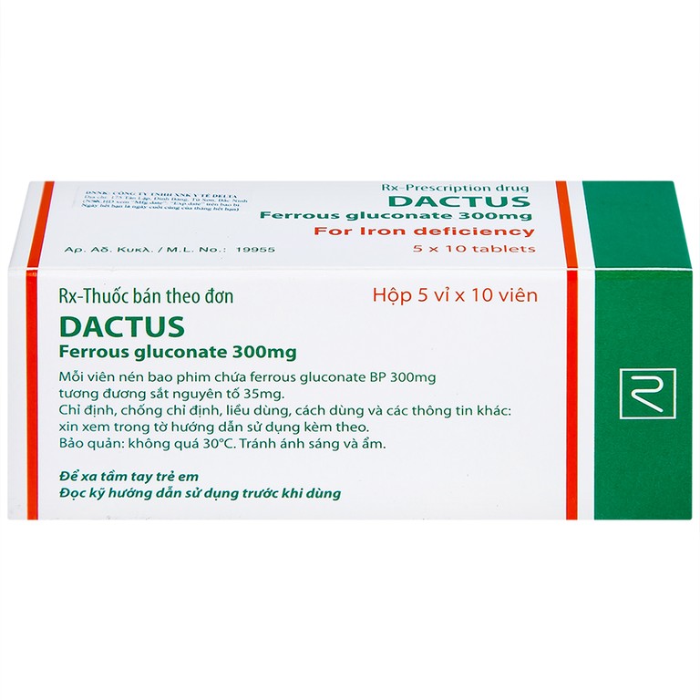 Thuốc Dactus 300mg Remedica dự phòng và điều trị thiếu máu, thiếu sắt (50 viên)