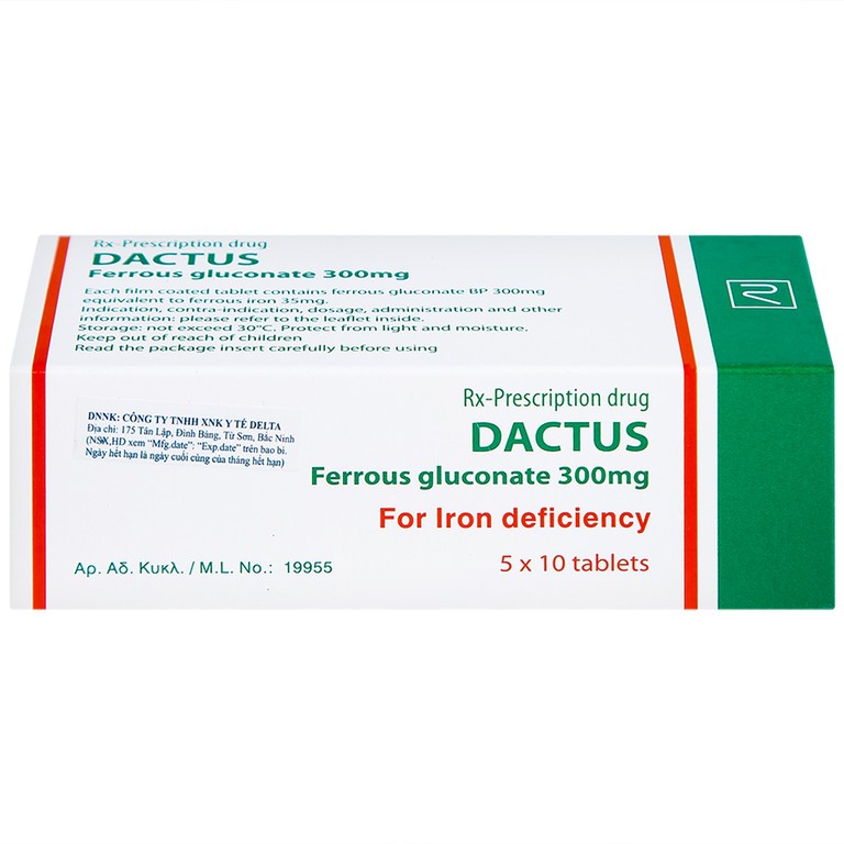 Thuốc Dactus 300mg Remedica dự phòng và điều trị thiếu máu, thiếu sắt (50 viên)