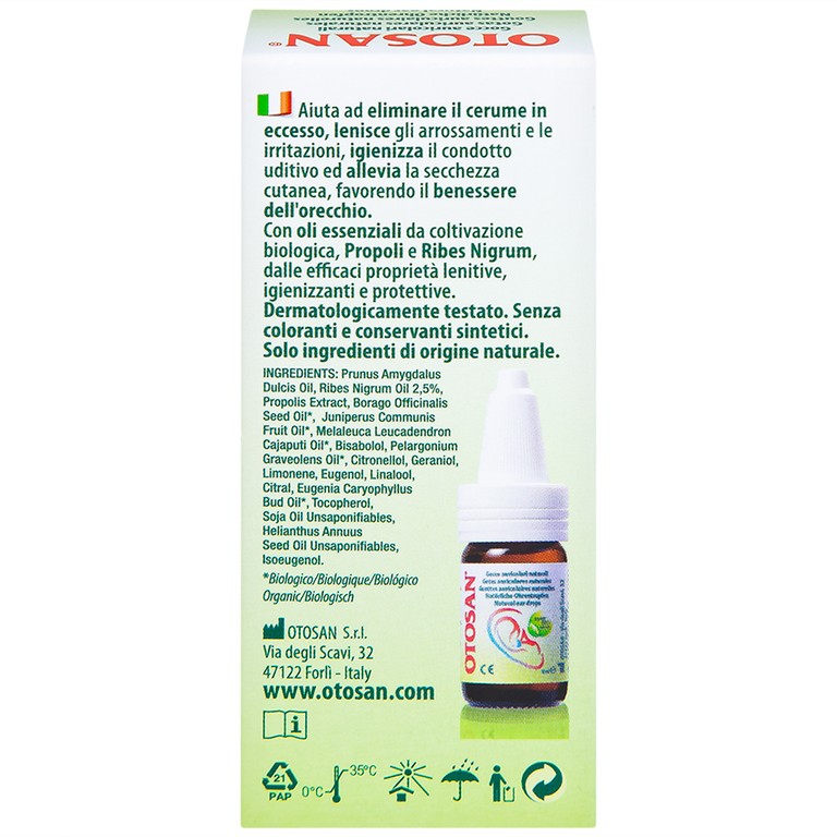 Dung dịch nhỏ tai Otosan Natural Ear Drops loại bỏ và ngăn ngừa sự hình thành của ráy tai (10ml)
