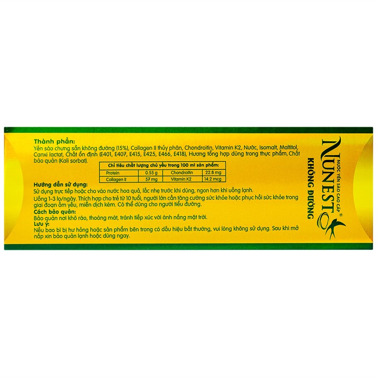 Nước Yến Cao Cấp Nunest Không Đường (6 hũ x 70ml)