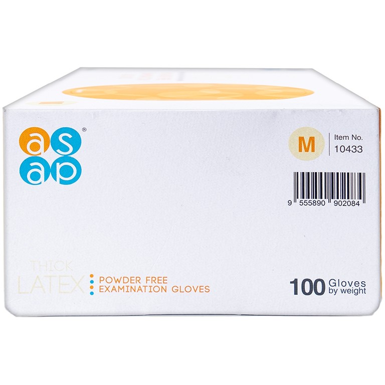Găng tay cao su y tế không bột Size M Polymer Latex Asap Powder Free Examination Gloves (100 cái)