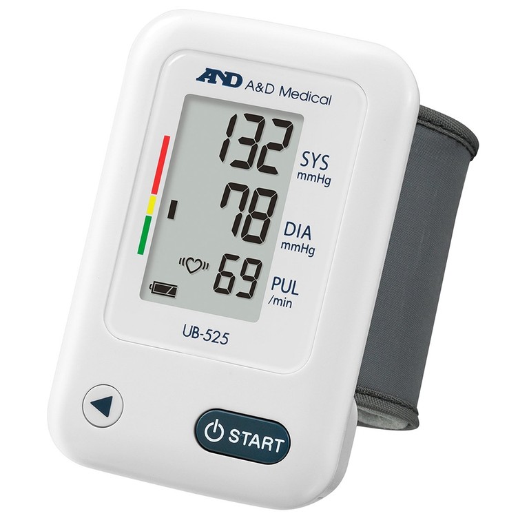 Máy đo huyết áp cổ tay tự động AND UB-525 hỗ trợ đo huyết áp và nhịp tim
