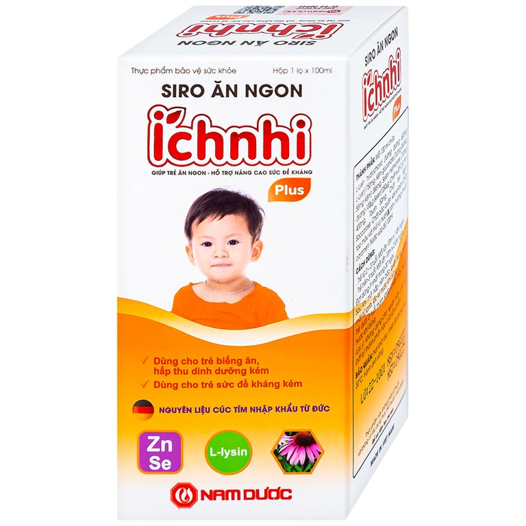 Siro Ích Nhi Plus Nam Dược bổ sung kẽm, seien và lysin giúp trẻ ăn ngon (100ml)