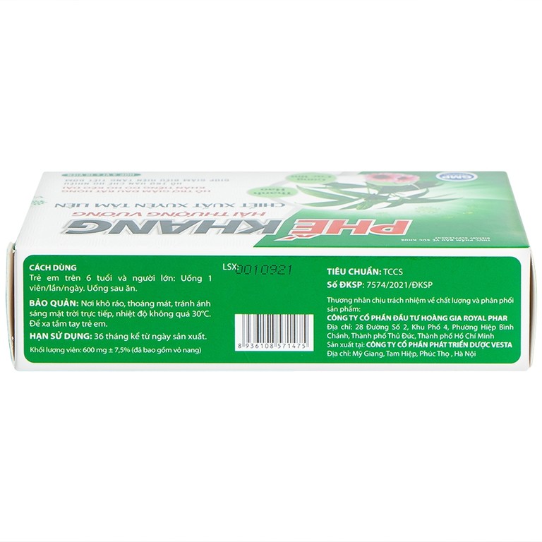 Viên uống Phế Khang Hải Thượng Vương Vesta hỗ trợ giảm đau rát họng, khản tiếng do ho kéo dài (3 vỉ x 10 viên)