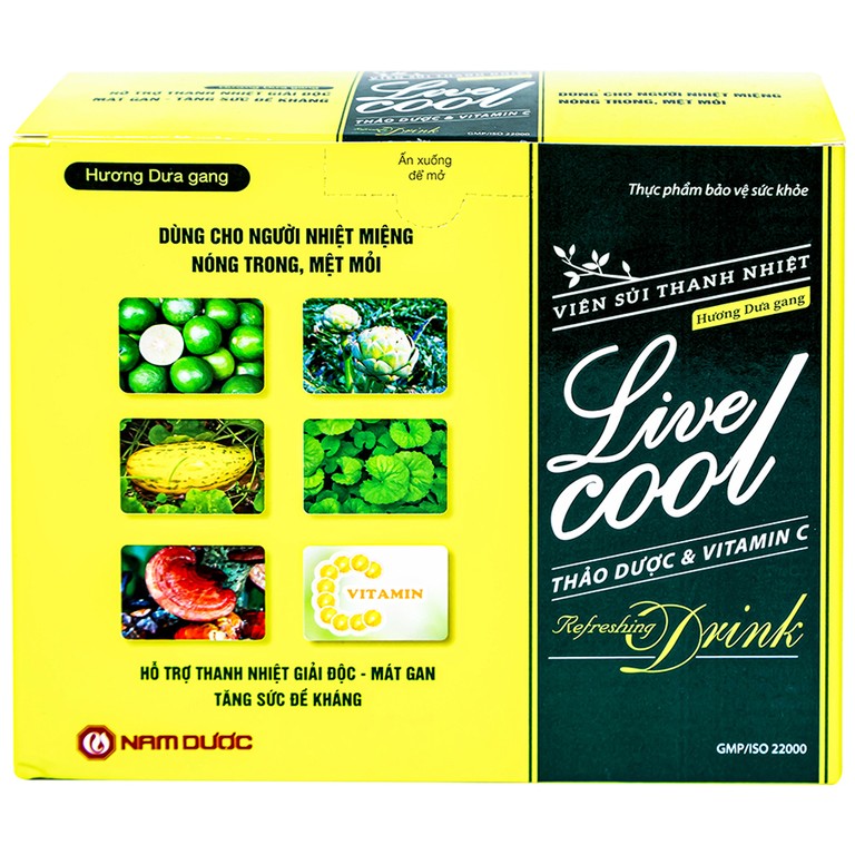 Viên sủi Thanh Nhiệt Livecool Nam Dược hương dưa gang giải độc, mát gan, tăng cường sức đề kháng (16 viên)