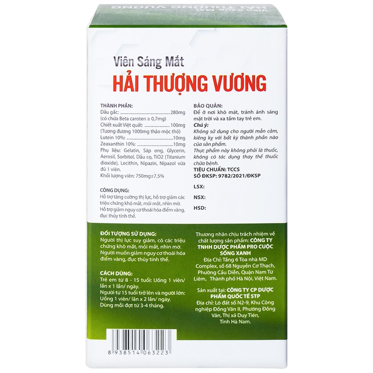Viên Sáng Mắt Hải Thượng Vương hỗ trợ tăng cường thị lực (60 viên)