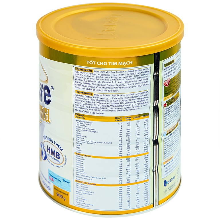 Sữa bột CaloSure gold Vitadairy ít đường, tăng cường sức khỏe tim mạch, hồi phục sức khỏe (900g)