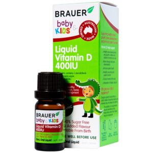 Siro Brauer Baby & Kids Liquid Vitamin D 400IU bổ sung vitamin D3, tăng cường hấp thụ canxi (10ml)