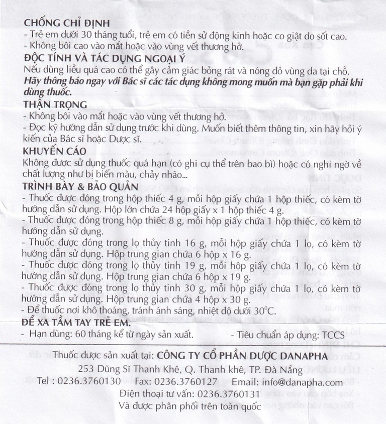 Cao Sao Vàng Danapha điều trị cảm cúm, nhức đầu (16g)